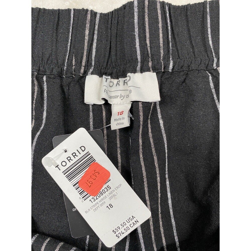 Torrid Linen Blend Capris Women’s 18 Black Pockets Elastic Waist - Picture 9 of 10